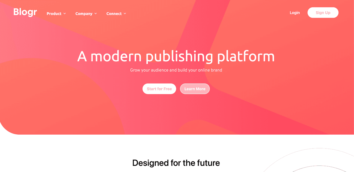 Blogr Landing Page